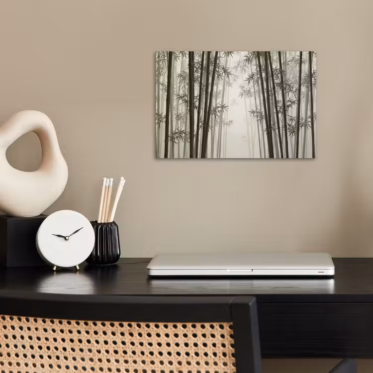 Bamboe - Bos - Mist - Natuur poster papier klein -sfeer1