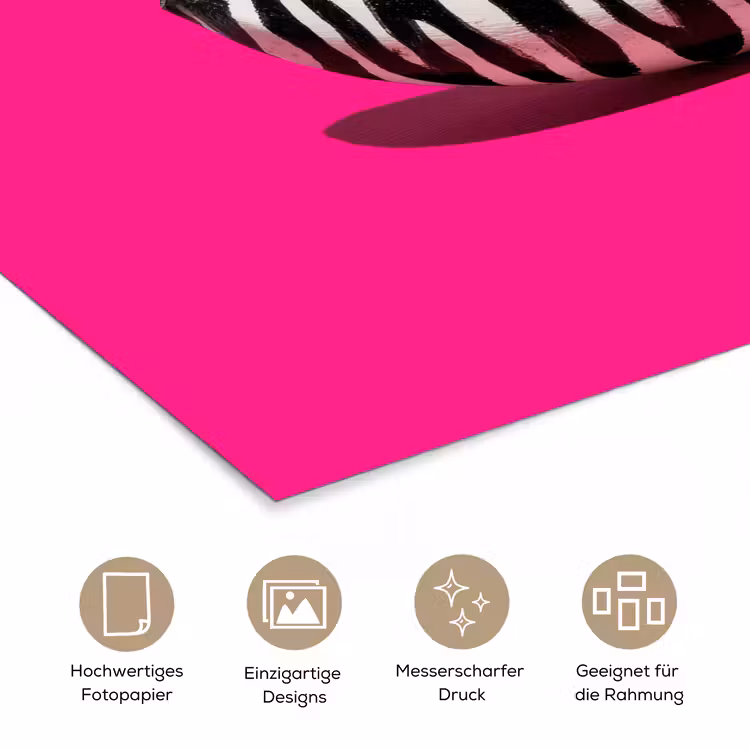Banaan - Zebraprint - Roze poster papier klein -tcloseup_DE