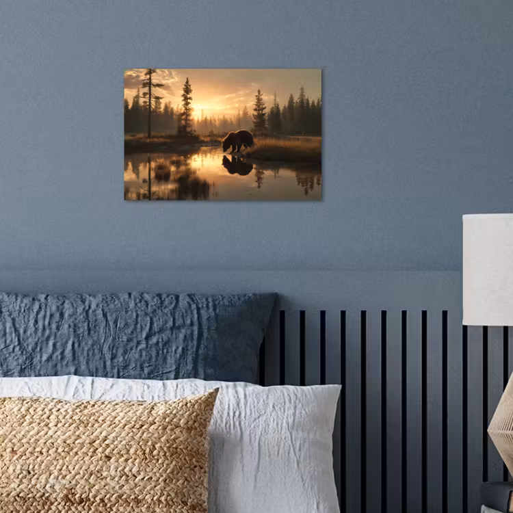 Beer - water - Bos - Ochtendlicht poster papier klein -sfeer2
