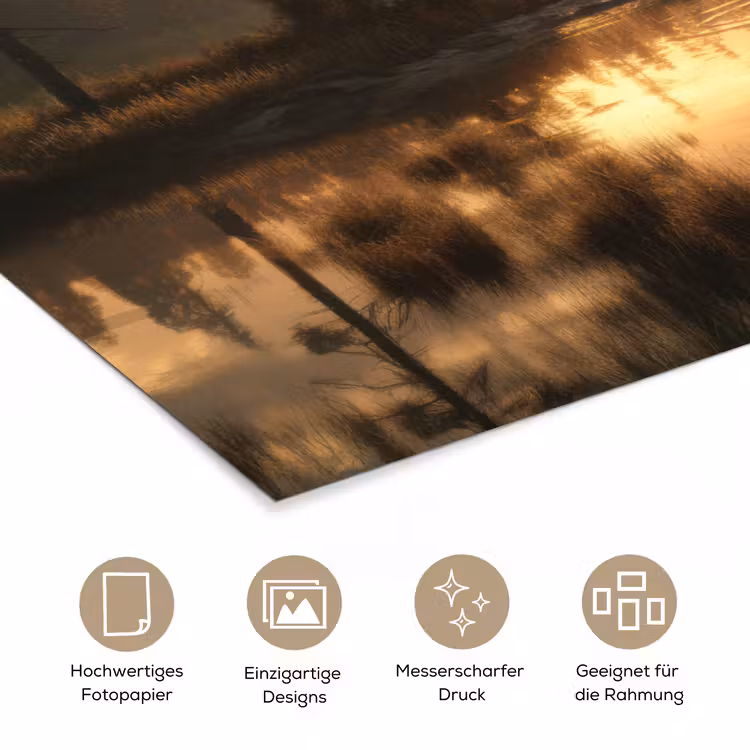 Beer - water - Bos - Ochtendlicht poster papier klein -tcloseup_DE