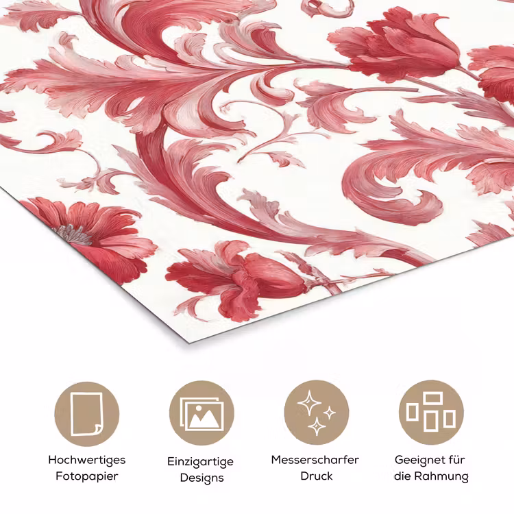 Barok - Patroon - Rood poster papier klein 62 -tcloseup_DE