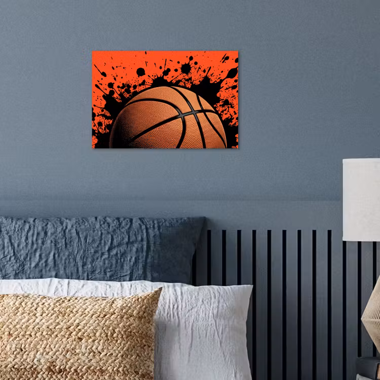 Basketbal - Verf - Sport - Oranje poster papier klein -sfeer2
