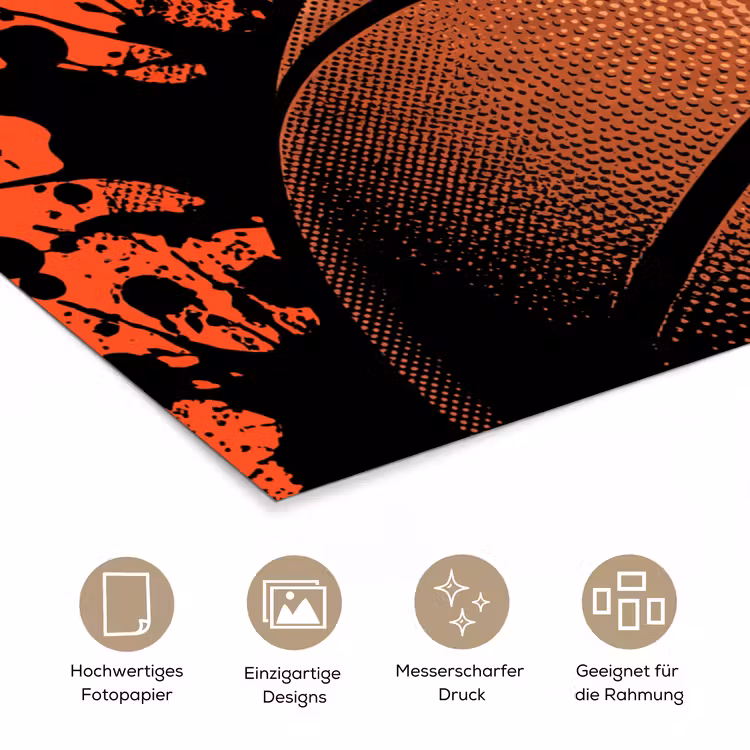 Basketbal - Verf - Sport - Oranje poster papier klein -tcloseup_DE