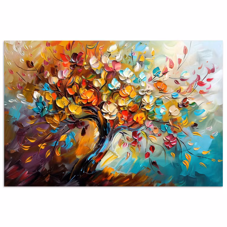 Boom - Abstract - Kleurrijk - Bloemen poster papier klein -3d