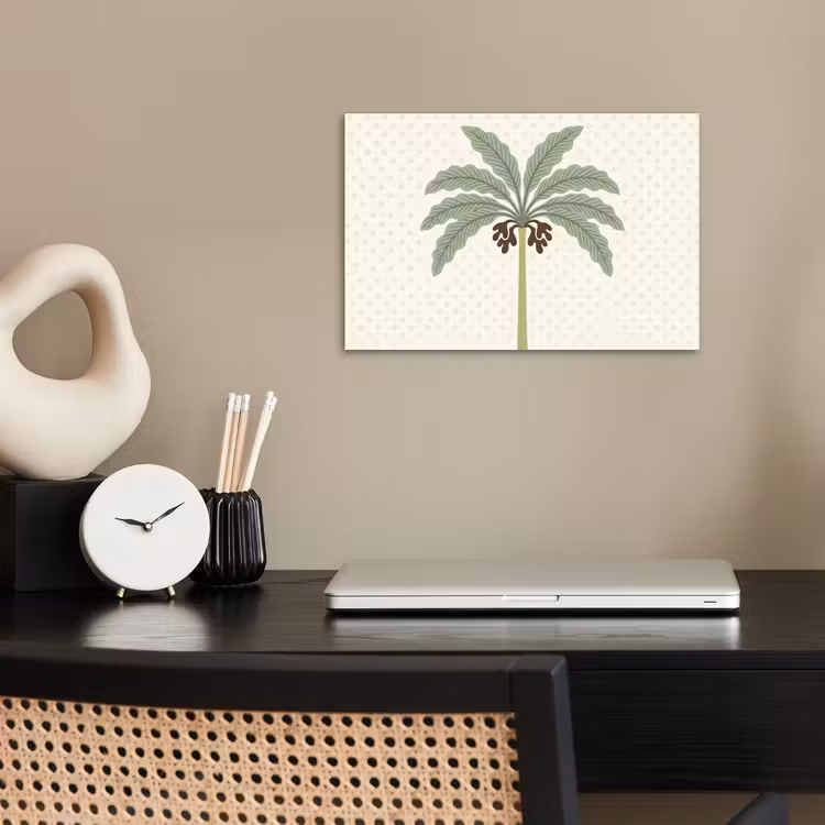 Boom - Bladeren - Groen - Decoratief - Beige poster papier klein -sfeer1