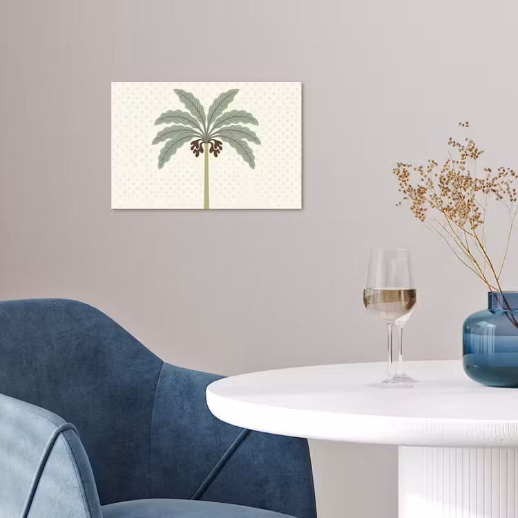 Boom - Bladeren - Groen - Decoratief - Beige poster papier klein -sfeer3