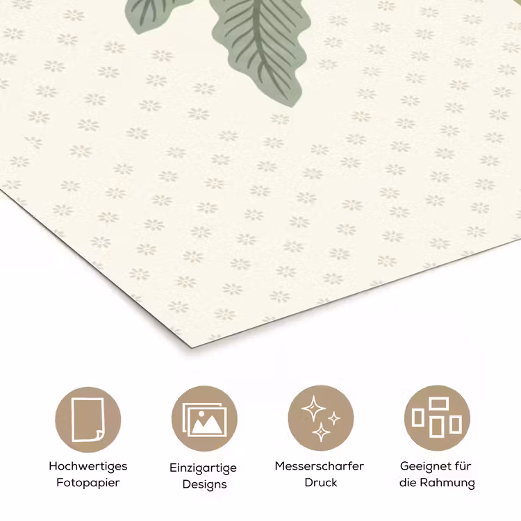 Boom - Bladeren - Groen - Decoratief - Beige poster papier klein -tcloseup_DE