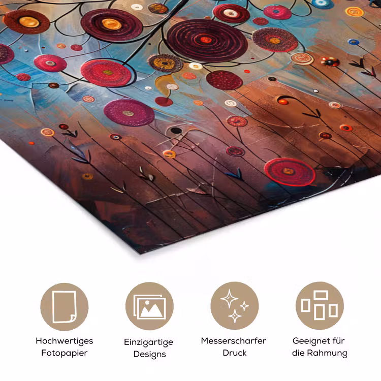 Levensboom - Bloemen - Roze - Hippie - Kunst poster papier klein -tcloseup_DE