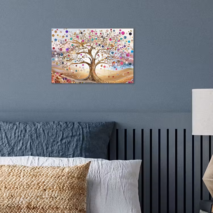 Levensboom - Goud - Kleurrijk - Abstract - Aesthetic poster papier klein -sfeer2