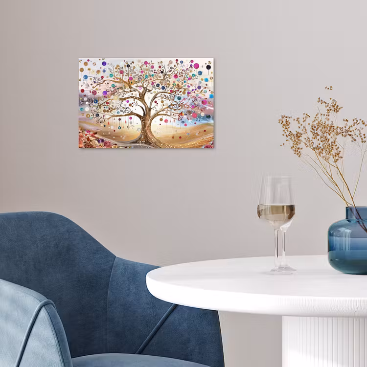 Levensboom - Goud - Kleurrijk - Abstract - Aesthetic poster papier klein -sfeer3
