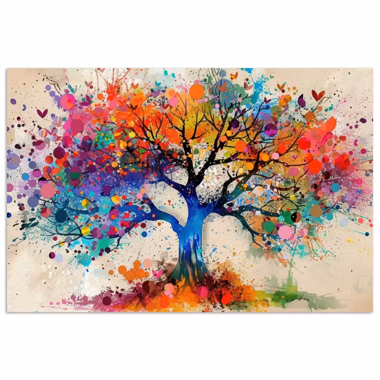 Levensboom - Natuur - Kleurrijk - Boom poster papier klein -3d