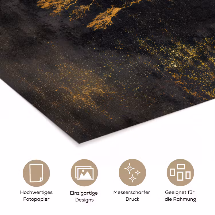 Boom - Schilderij - Goud - Abstract poster papier klein -tcloseup_DE