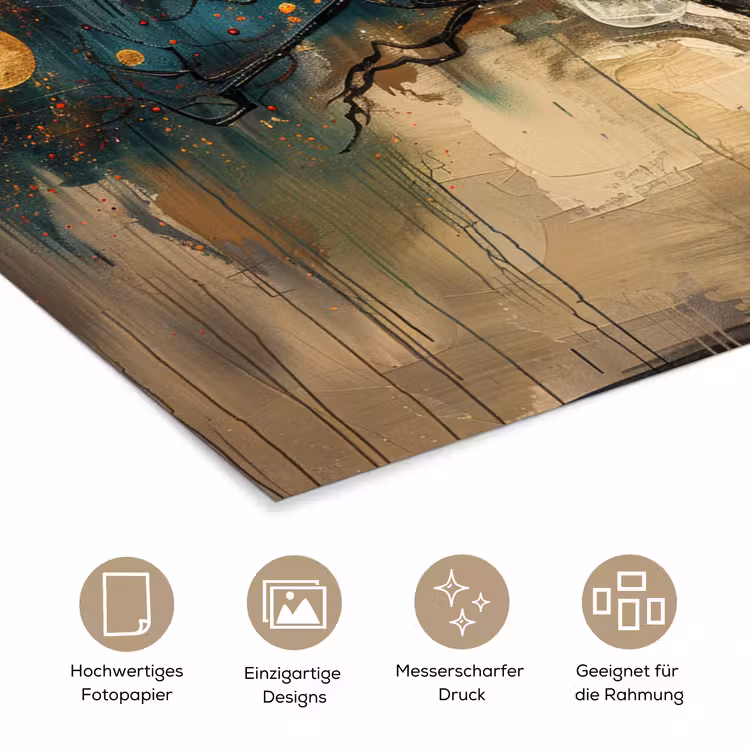 Boom - Kunst - Maan - Watercolor poster papier klein -tcloseup_DE