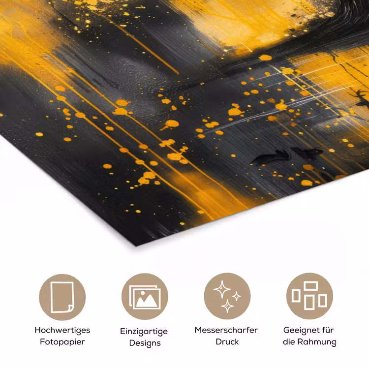 Boom - Verflook - Hert - Natuur - Goud poster papier klein -tcloseup_DE