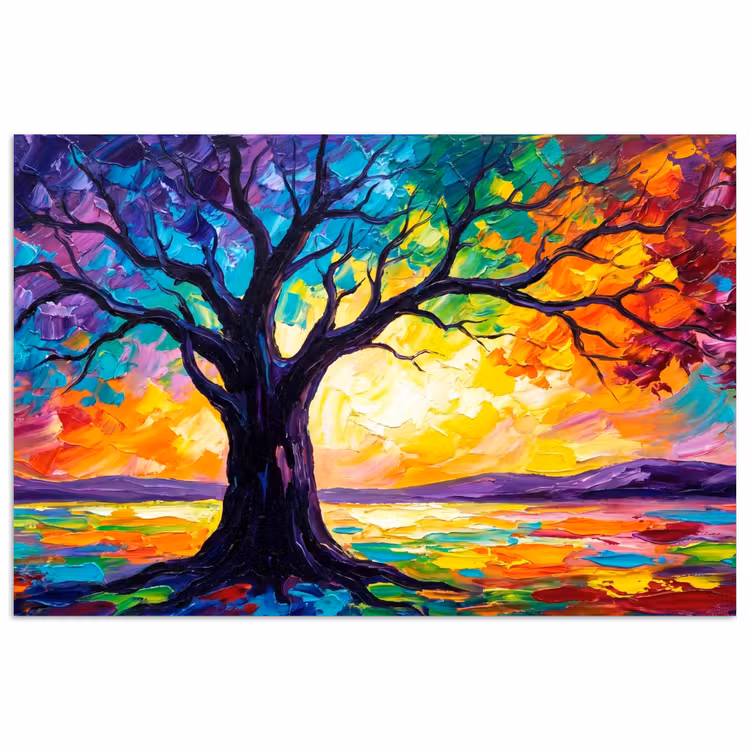 Boom - Landschap - Natuur - Abstract - Kleurrijk poster papier klein -3d