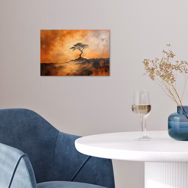 Boom - Landschap - Oranje poster papier klein -sfeer3