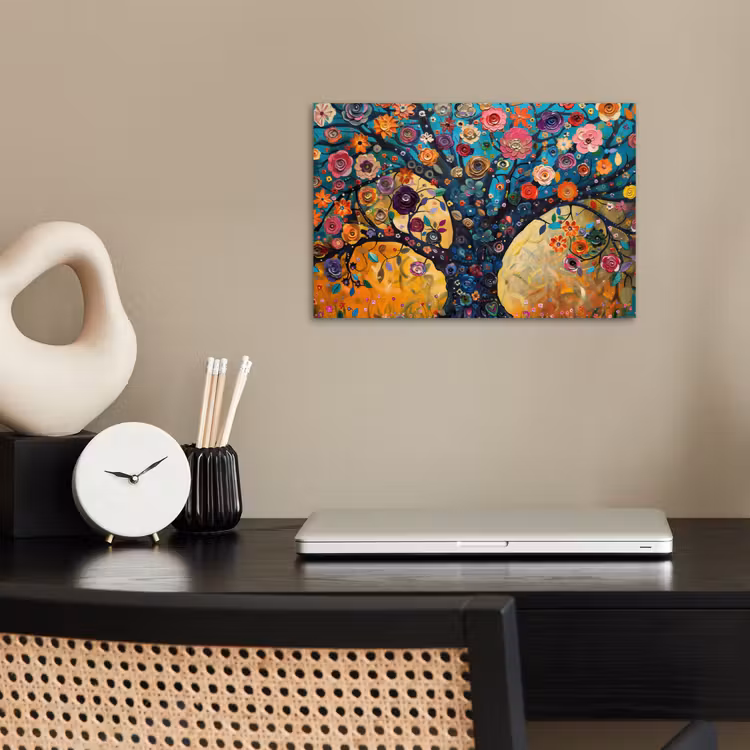 Boom - Levensboom - Kleurrijk - Bloemen - Modern poster papier klein -sfeer1