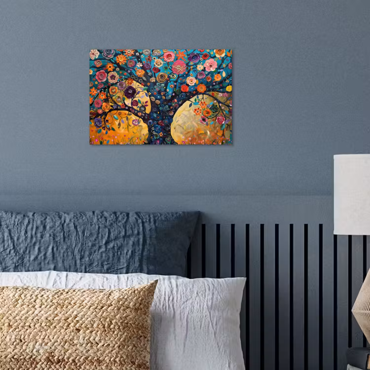 Boom - Levensboom - Kleurrijk - Bloemen - Modern poster papier klein -sfeer2