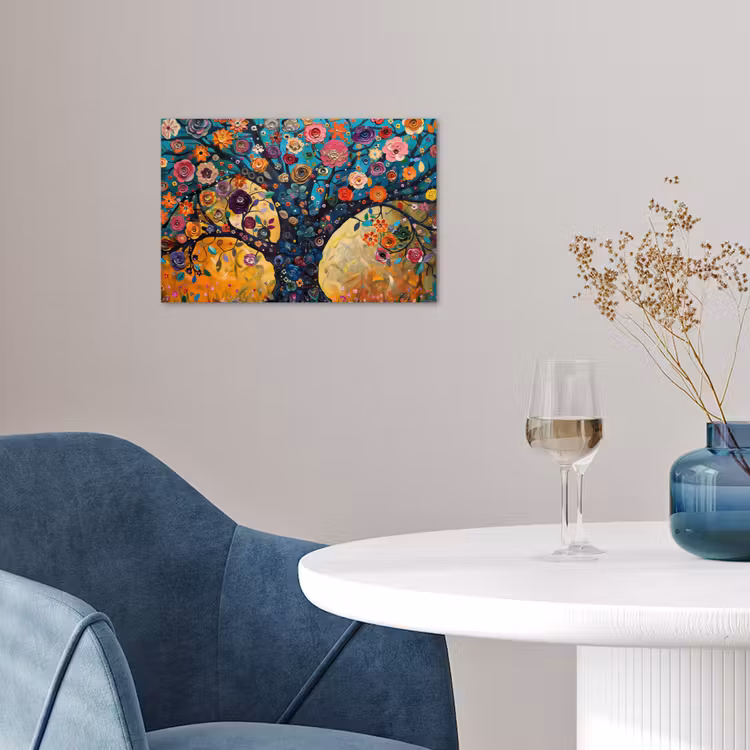 Boom - Levensboom - Kleurrijk - Bloemen - Modern poster papier klein -sfeer3