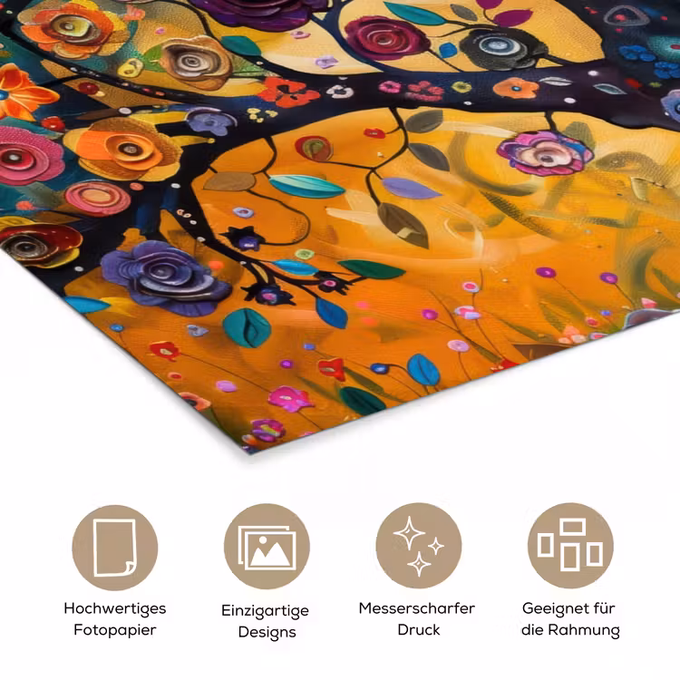 Boom - Levensboom - Kleurrijk - Bloemen - Modern poster papier klein -tcloseup_DE