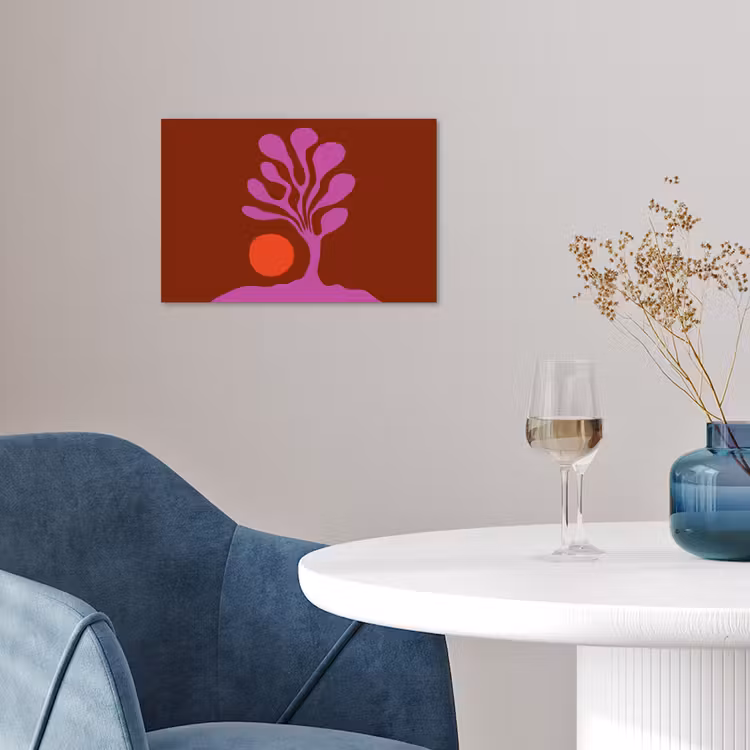 Boom - Paars - Cirkel - Vloeiend poster papier klein -sfeer3