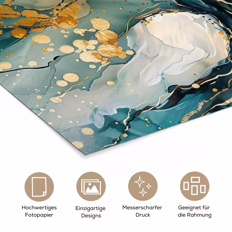 Boom - Modern - Verflook - Turquoise - Goud poster papier klein -tcloseup_DE