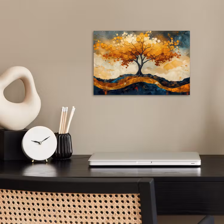 Boom - Natuur - Goud - Modern poster papier klein -sfeer1