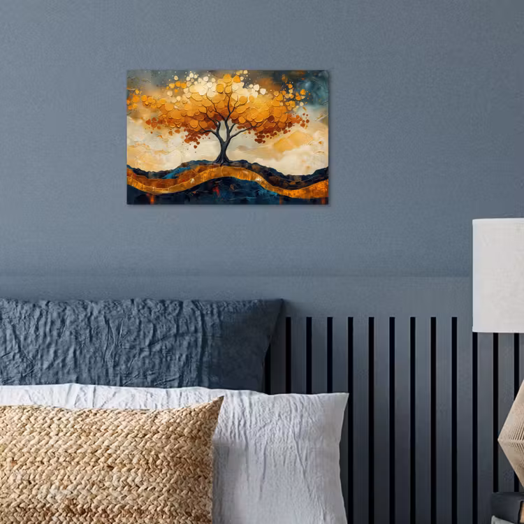 Boom - Natuur - Goud - Modern poster papier klein -sfeer2