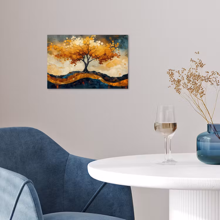 Boom - Natuur - Goud - Modern poster papier klein -sfeer3