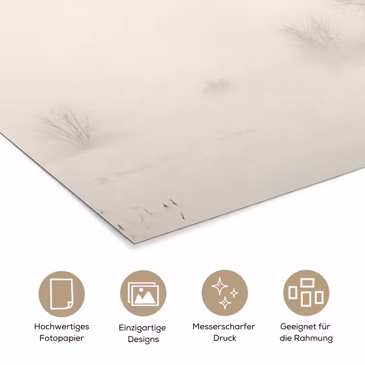 Boom - Mist - Sneeuw - Winter - Minimalistisch poster papier klein -tcloseup_DE
