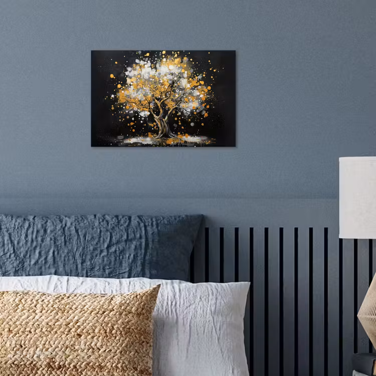 Boom - Zwart - Goud - Wit - Modern poster papier klein -sfeer2