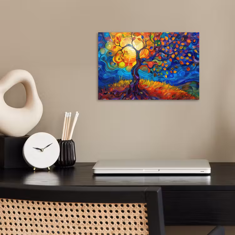 Boom - Zon - Verflook - Kleuren - Abstract poster papier klein -sfeer1