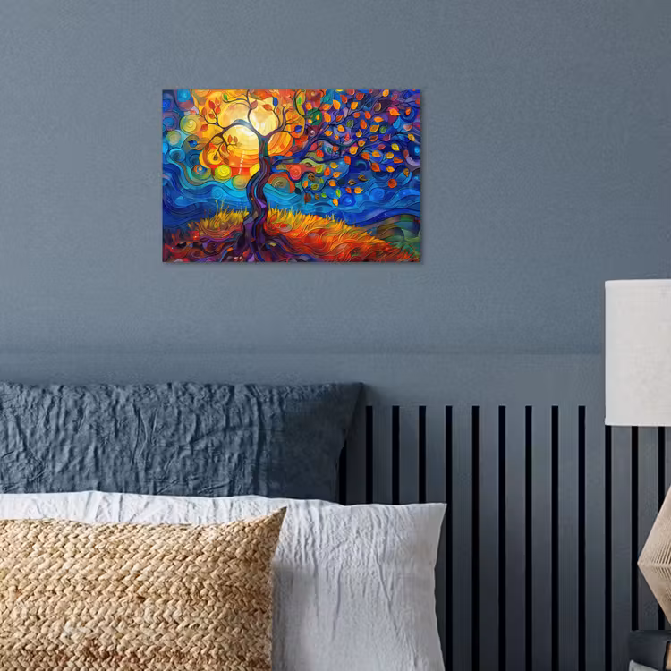 Boom - Zon - Verflook - Kleuren - Abstract poster papier klein -sfeer2