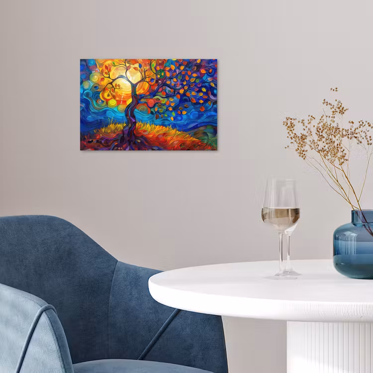 Boom - Zon - Verflook - Kleuren - Abstract poster papier klein -sfeer3