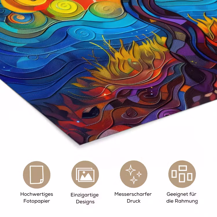 Boom - Zon - Verflook - Kleuren - Abstract poster papier klein -tcloseup_DE