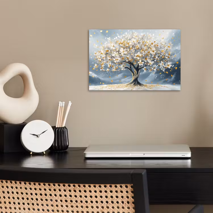 Boom - Winter - Levensboom - Modern - Goud poster papier klein -sfeer1