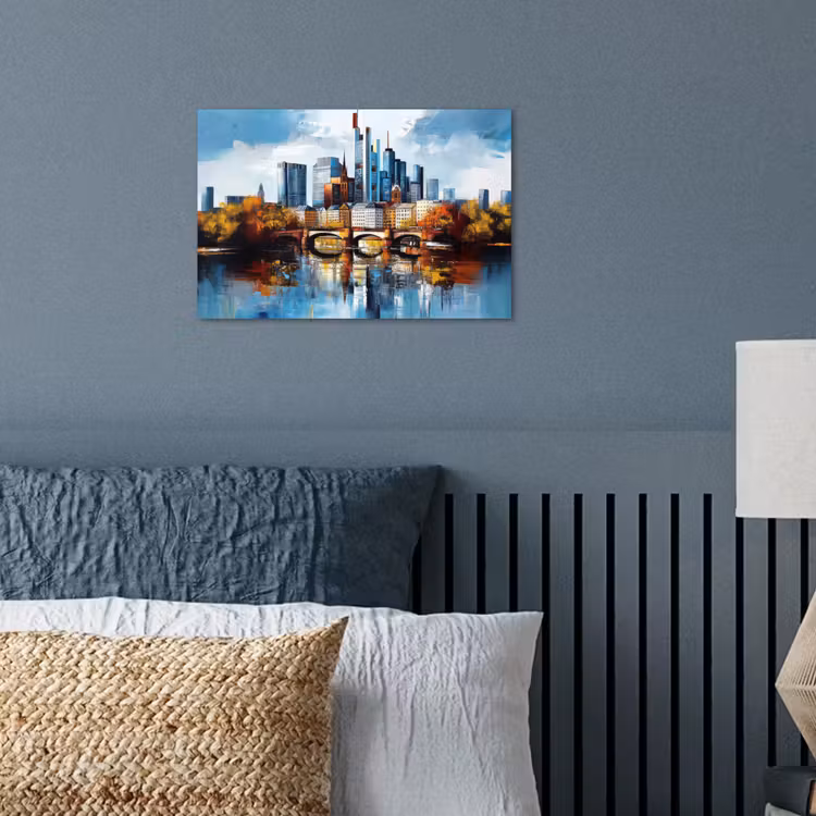 Bomen Frankfurt- Stad - Skyline - Brug poster papier klein -sfeer2