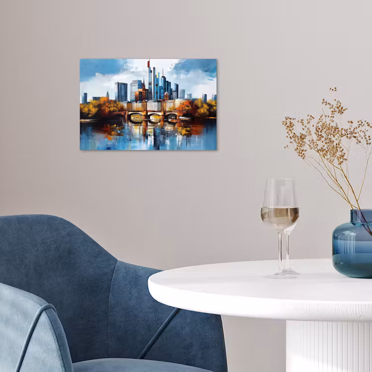 Bomen Frankfurt- Stad - Skyline - Brug poster papier klein -sfeer3