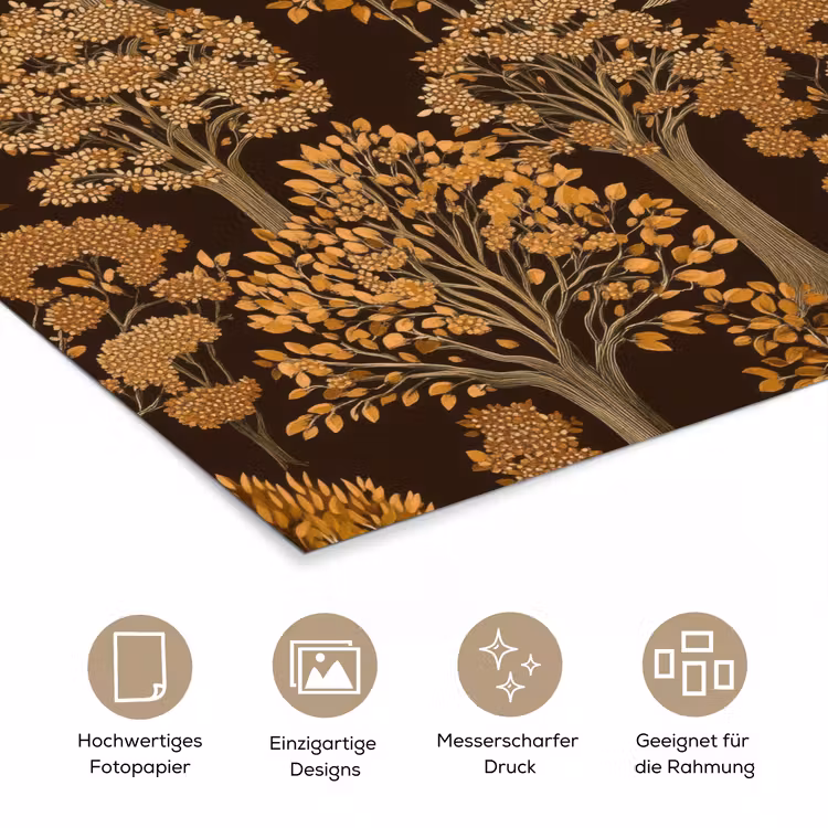 Bomen - Patroon - Bruin poster papier klein 62 -tcloseup_DE