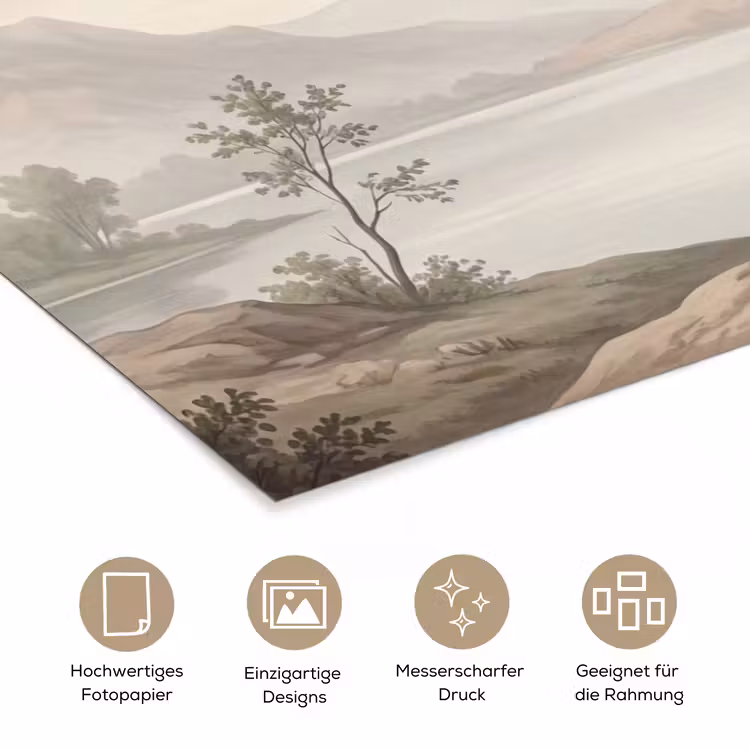 Bomen - Meer - Bergen - Illustratie poster papier klein -tcloseup_DE