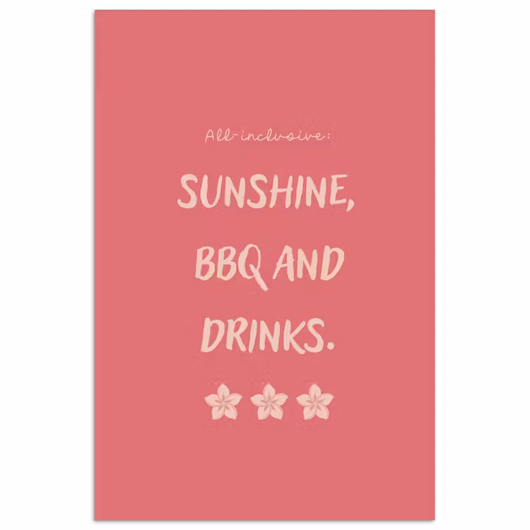BBQ - Quote - Roze - Zomer poster papier klein -3d