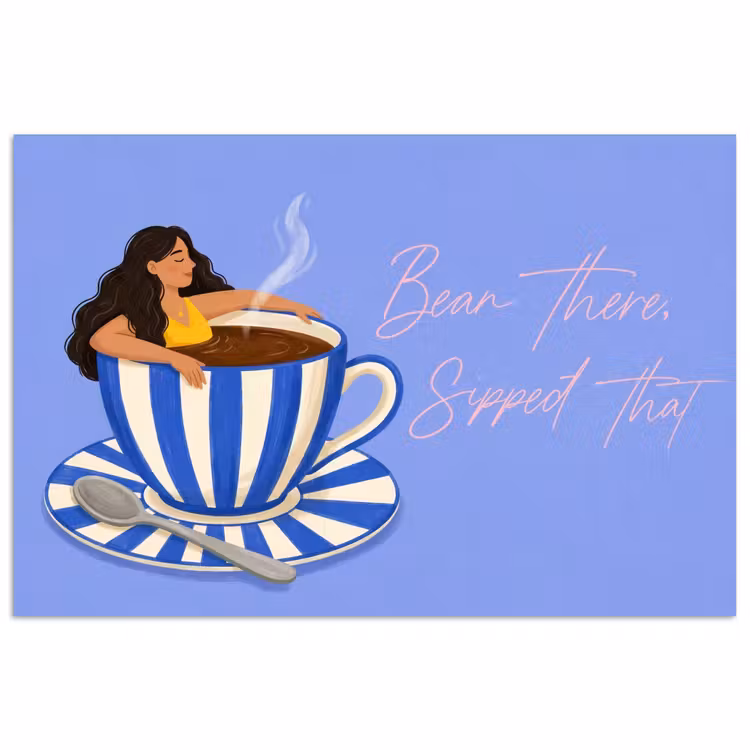 Mok - Koffie - Vrouw - Paars poster papier klein -3d