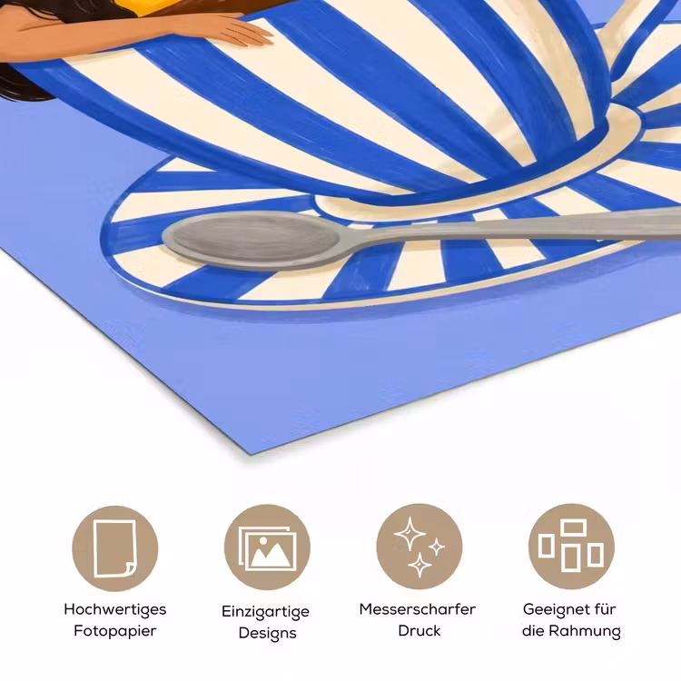 Mok - Koffie - Vrouw - Paars poster papier klein -tcloseup_DE
