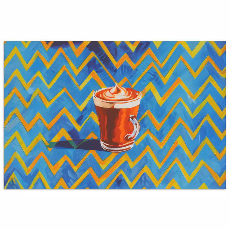 Mok - Koffie - Zigzag - Slagroom poster papier klein -3d
