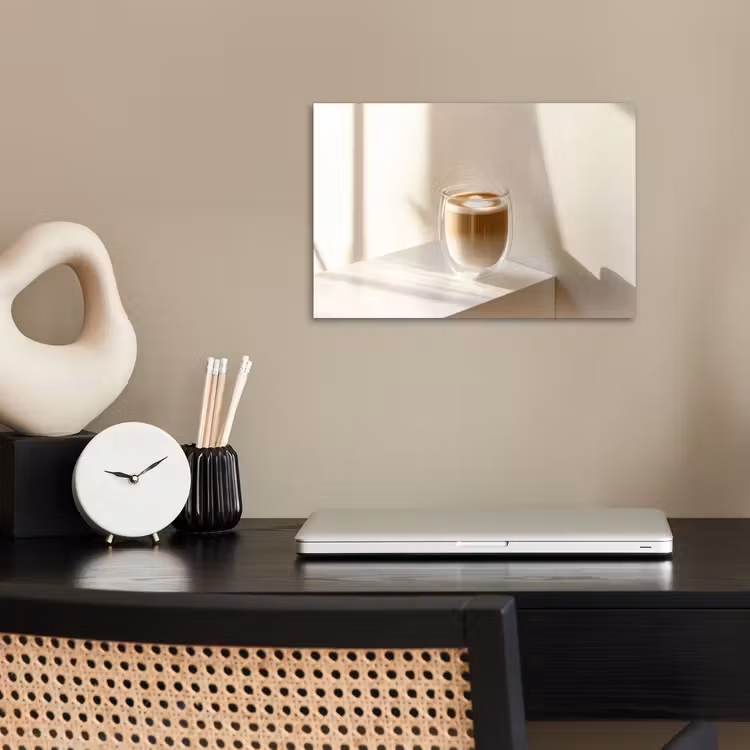Mok - Latte - Minimalistisch - Schaduw poster papier klein -sfeer1