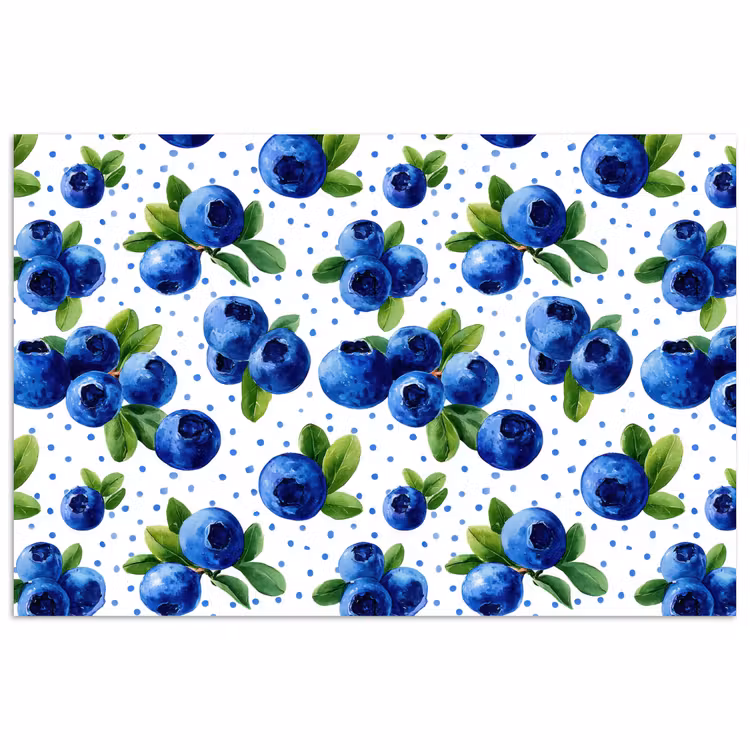 Bessen - Patroon - Blauw poster papier klein 62 -3d