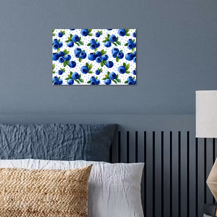 Bessen - Patroon - Blauw poster papier klein 62 -sfeer2