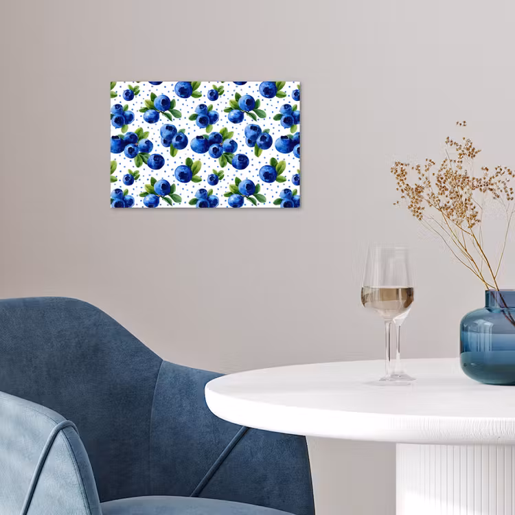 Bessen - Patroon - Blauw poster papier klein 62 -sfeer3