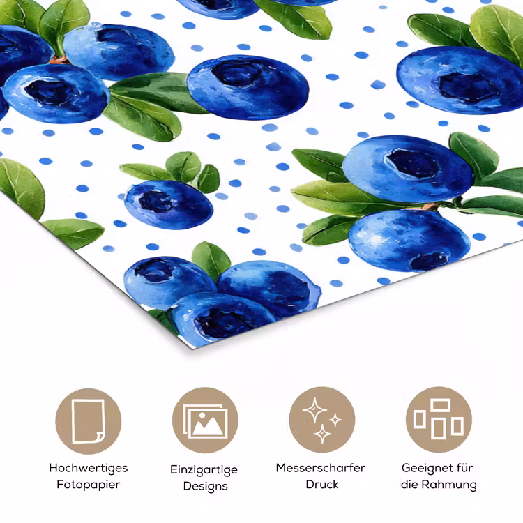 Bessen - Patroon - Blauw poster papier klein 62 -tcloseup_DE