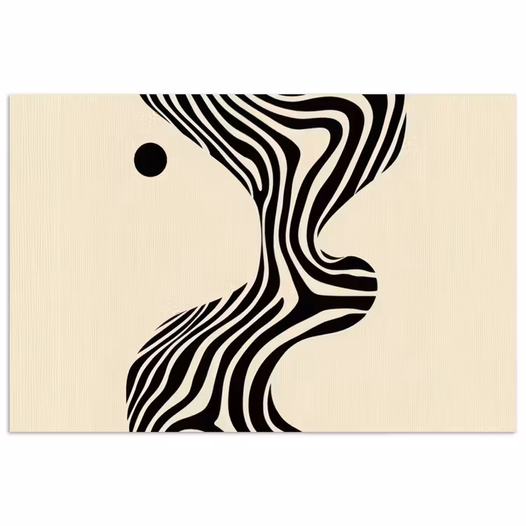 Beige - Lijnen - Golvend - Abstract poster papier klein -3d
